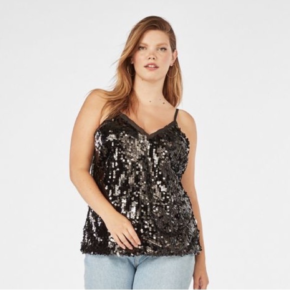 JUSTFAB Black Sequin Cami Tank NWT | Size Medium - Picture 5 of 16